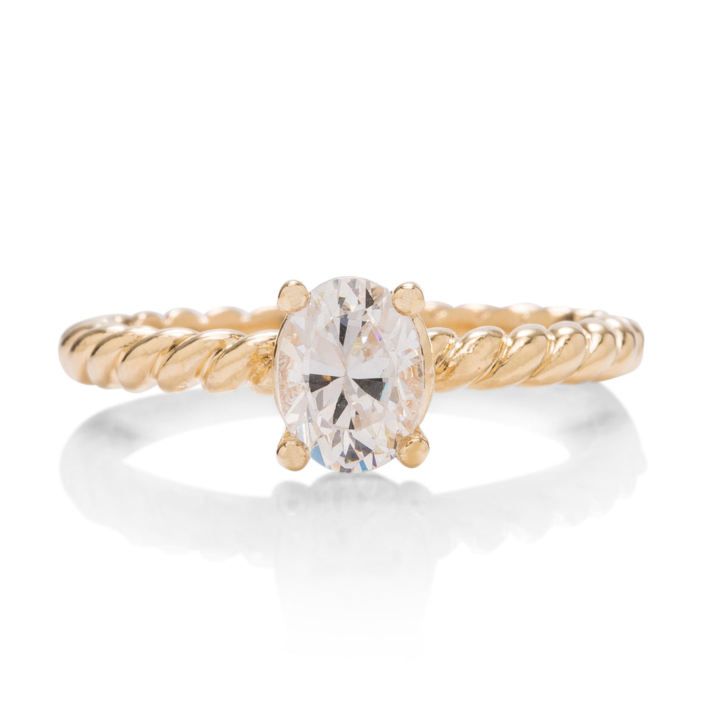 Yellow Gold Rope Band Engagement Ring - Charles Koll Jewellers