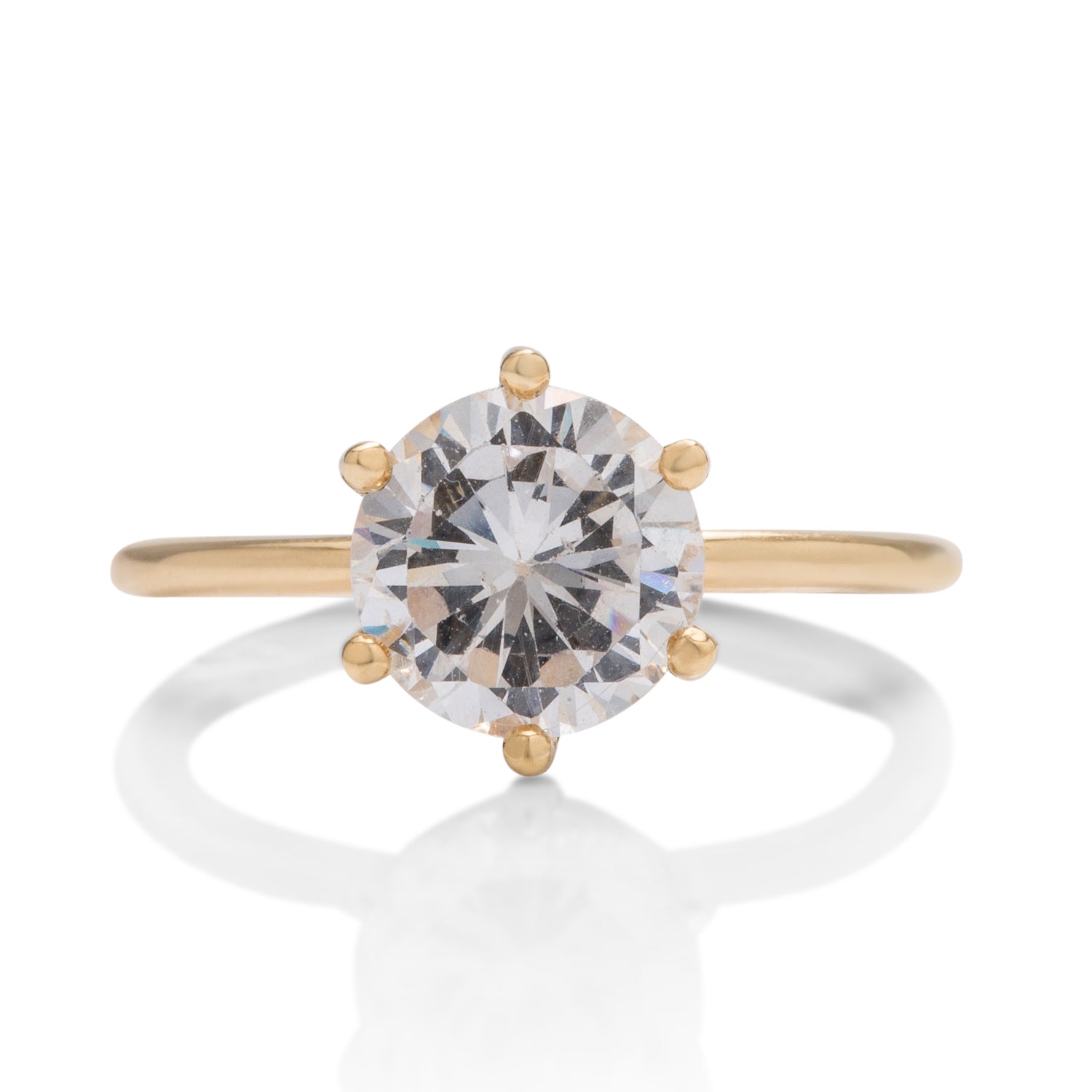 18k Gold 6 Prong Solitaire Engagement Ring Setting - Charles Koll Jewellers