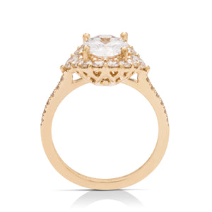 Yellow Gold Oval Halo Semi-Mount Engagement Ring - Charles Koll Jewellers