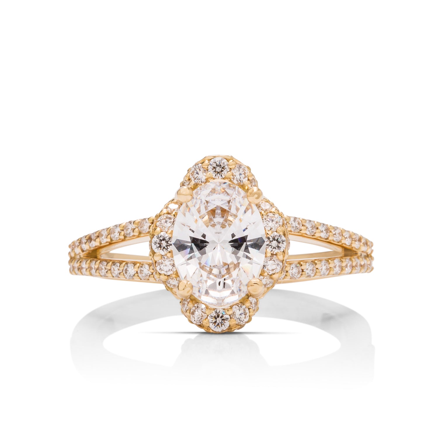 Fancy Four Point Oval Halo Engagement Ring - Charles Koll Jewellers