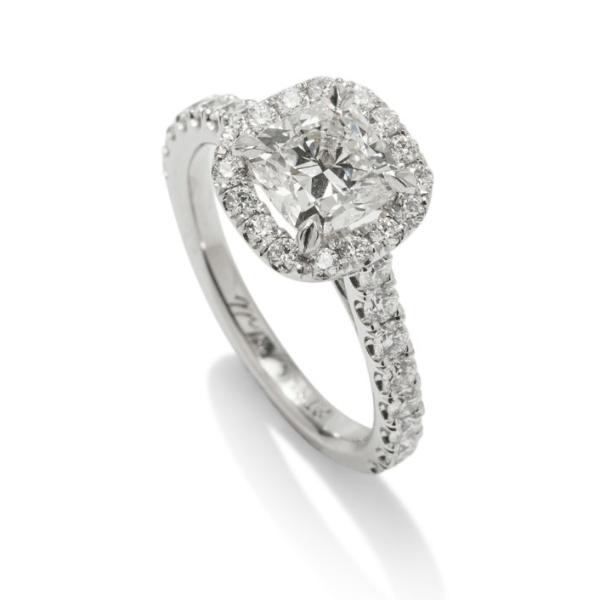 Cushion Halo Diamond Engagement Ring - Charles Koll Jewellers