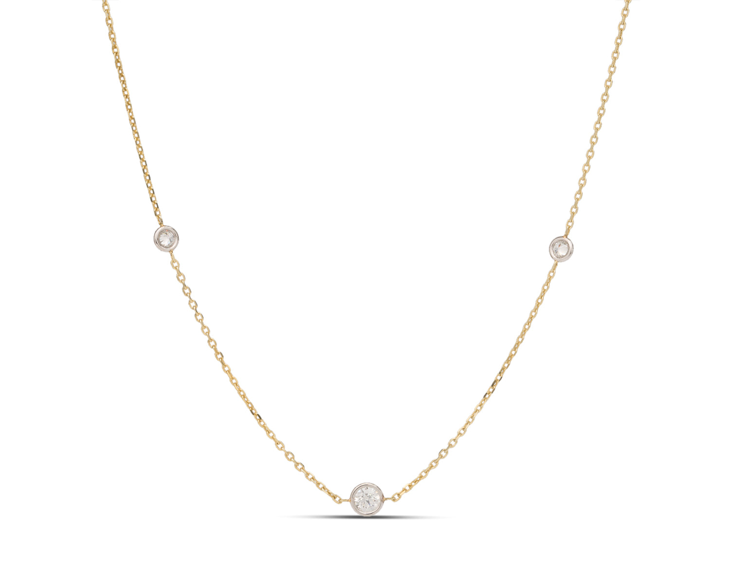 Two-Tone Solitaire Diamonds By The Yard Necklace - Charles Koll Jewellers