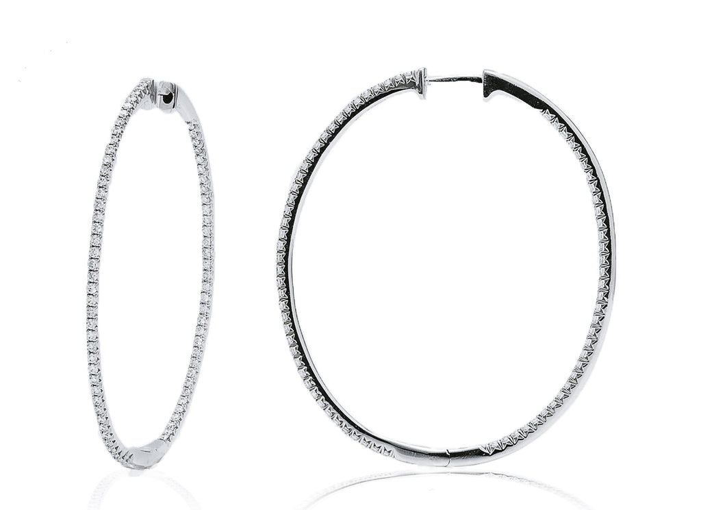 Large Oval Inside/Outside White Gold Hoops - Charles Koll Jewellers