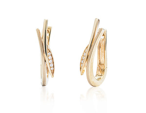 Yellow Gold Diamond Accent Leaf Earrings - Charles Koll Jewellers