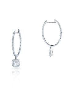 Cushion Diamond Halo Hoop Earrings - Charles Koll Jewellers