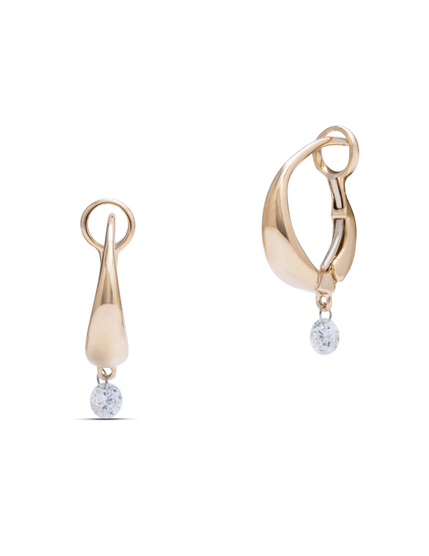 Yellow Gold Earrings with Dancing Diamond - Charles Koll Jewellers