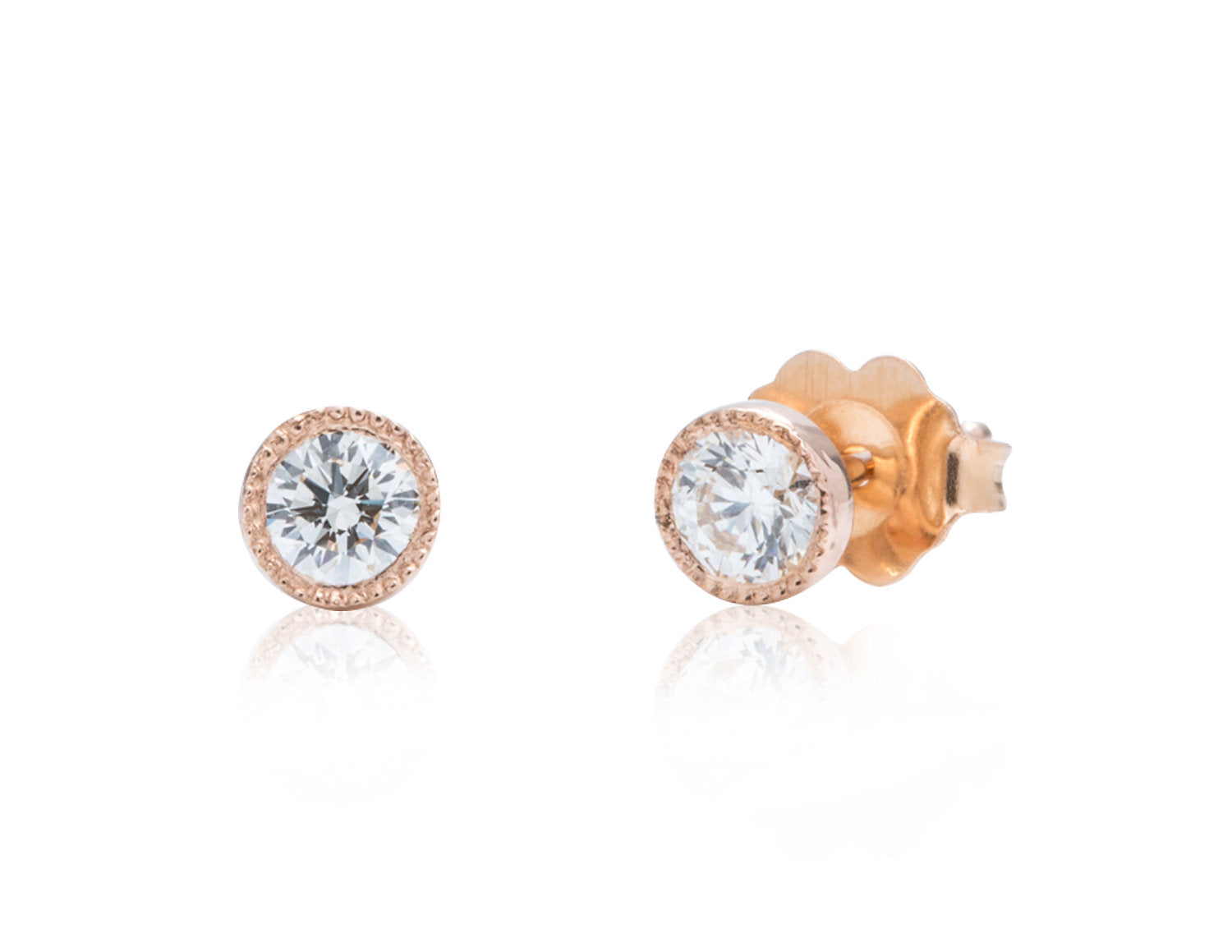 Milgrain Bezel Set Diamond Stud Earrings - Charles Koll Jewellers
