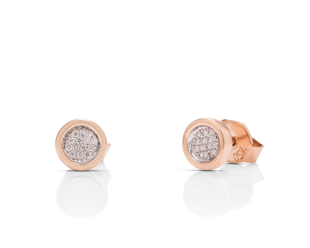 18k Rose Gold Pave Diamond Stud Earrings - Charles Koll Jewellers