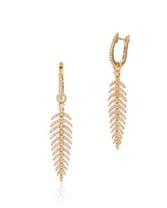 Diamond Feather Drop Earrings - Charles Koll Jewellers