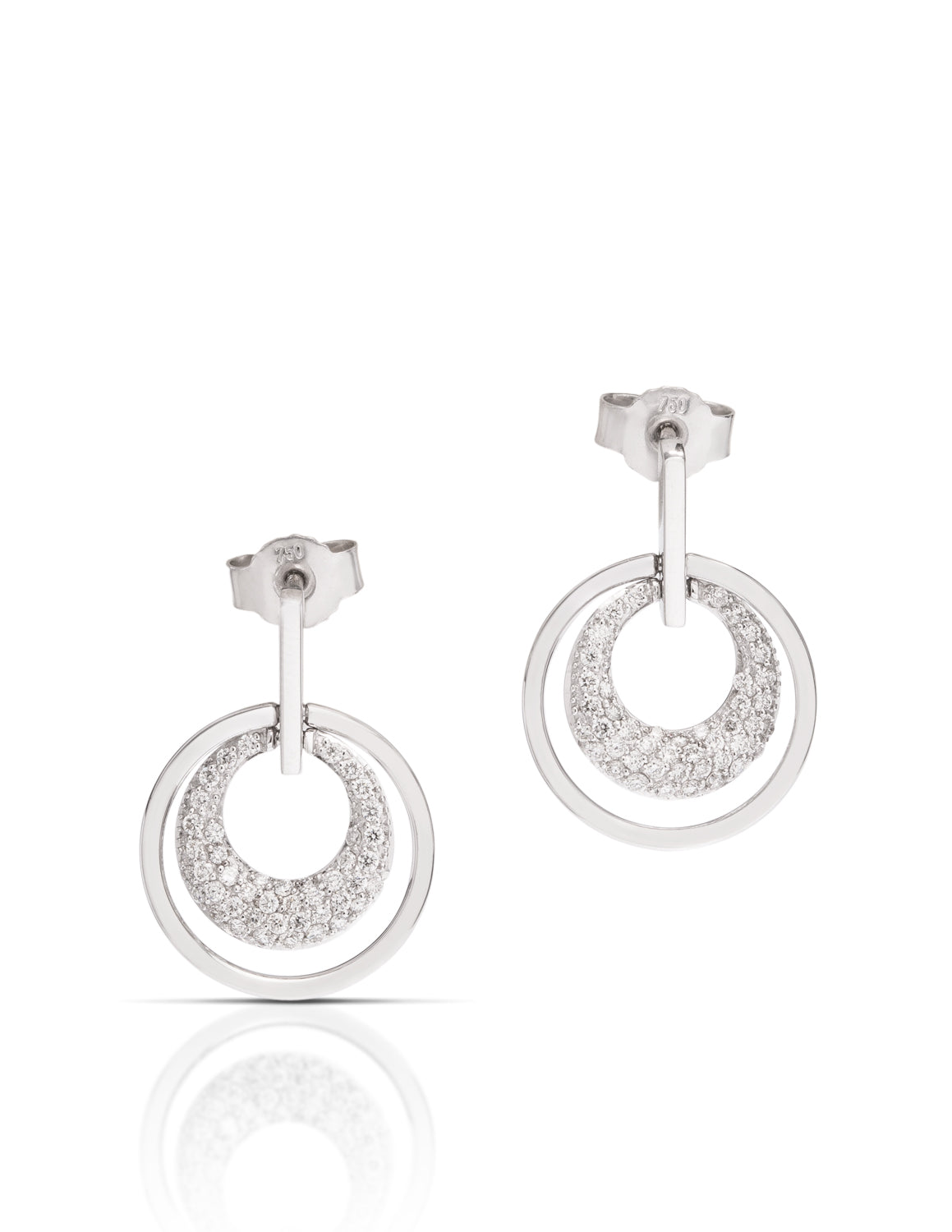 Double Circle Pave Earring - Charles Koll Jewellers