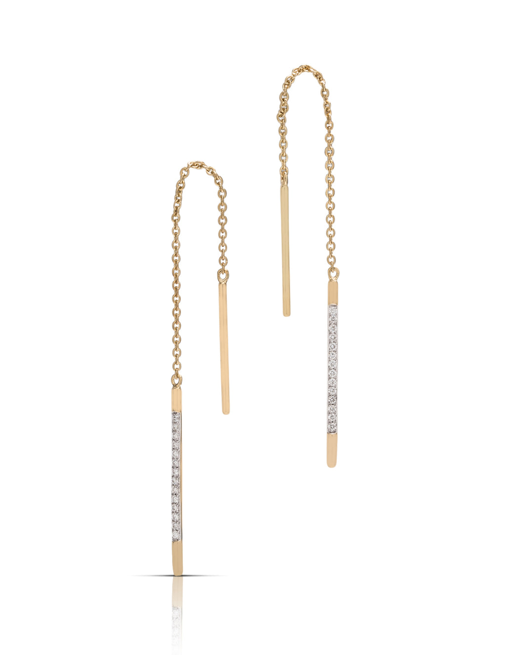 Thread Through Yellow Gold and Diamond Earrings - Charles Koll Jewellers