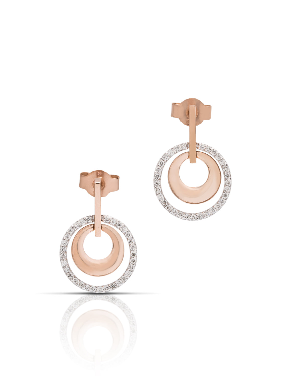 Two-Tone Diamonds Circle Earrings - Charles Koll Jewellers