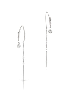 Diamond and White Gold Thread Through Earrings - Charles Koll Jewellers