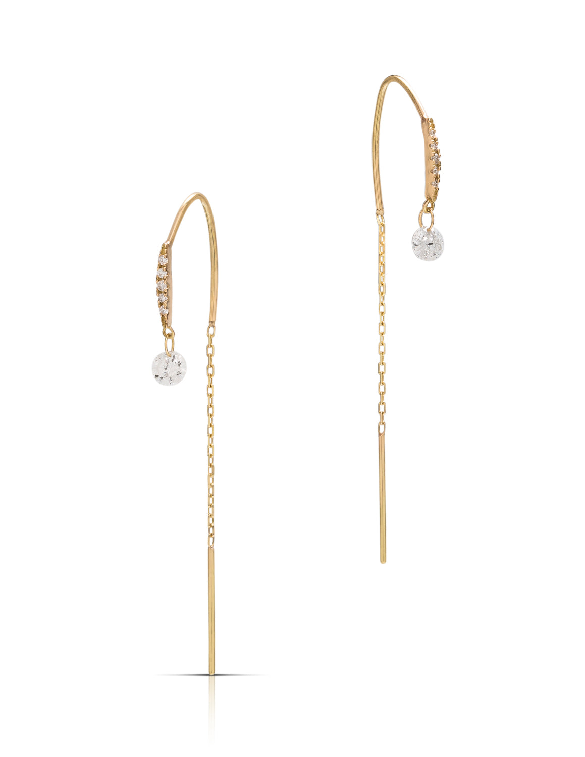 Yellow Gold and Diamond Thread Through Earrings - Charles Koll Jewellers