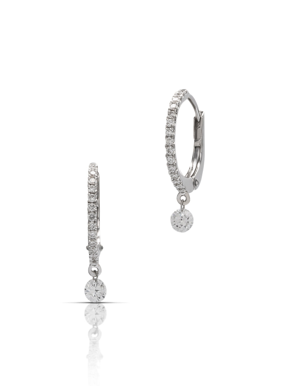 Diamond Hoop Dancing Diamond Earrings - Charles Koll Jewellers