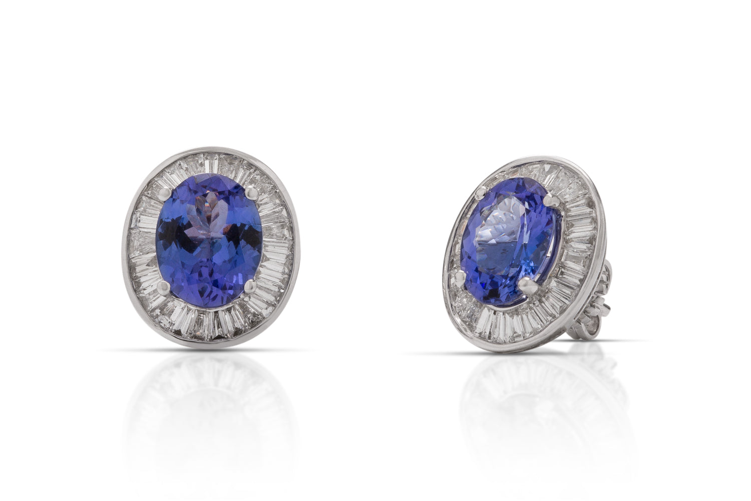 Tanzanite and Baguette Diamond Stud Earrings - Charles Koll Jewellers