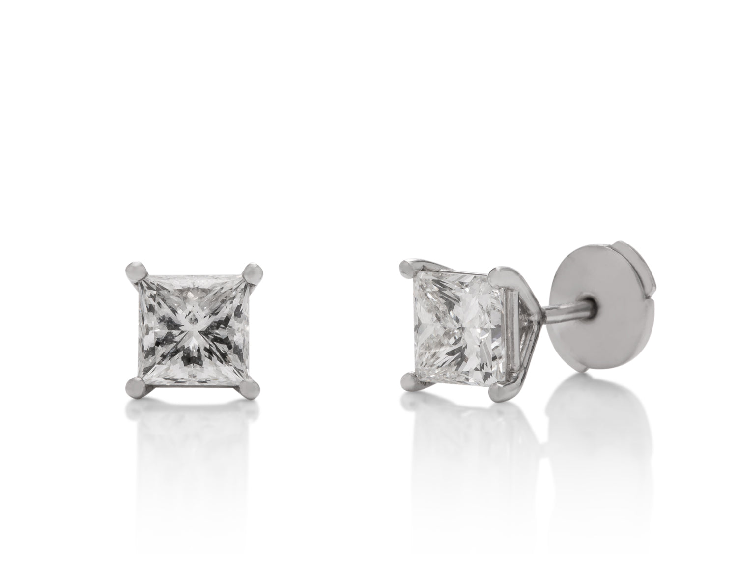 Princess Cut Diamond Studs - Charles Koll Jewellers