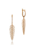 Yellow Gold Feather Drop Earrings - Charles Koll Jewellers