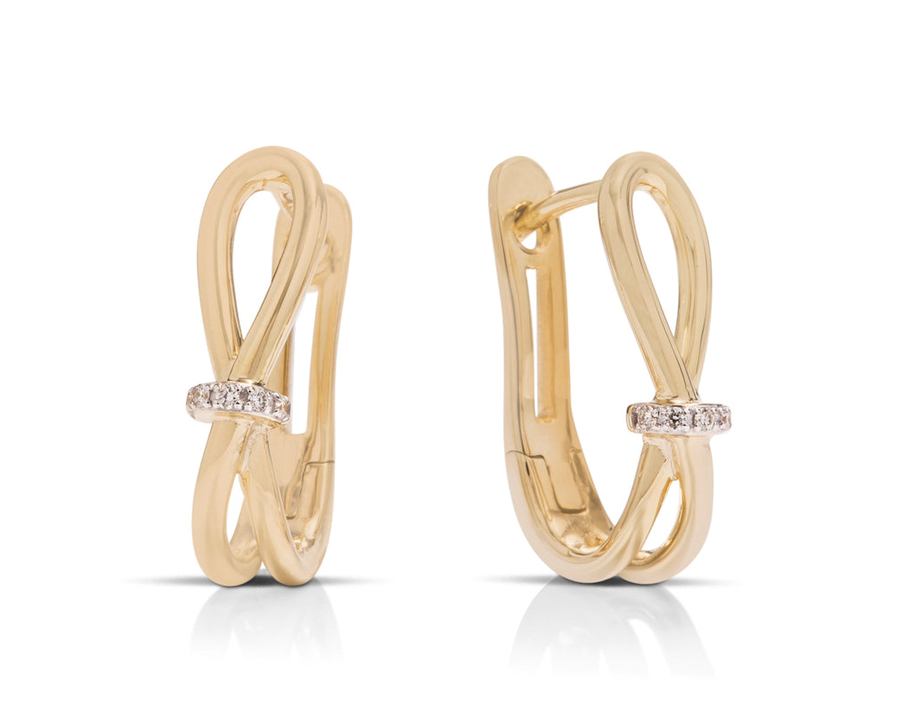 Yellow Gold and Diamond Crossover Hoops - Charles Koll Jewellers