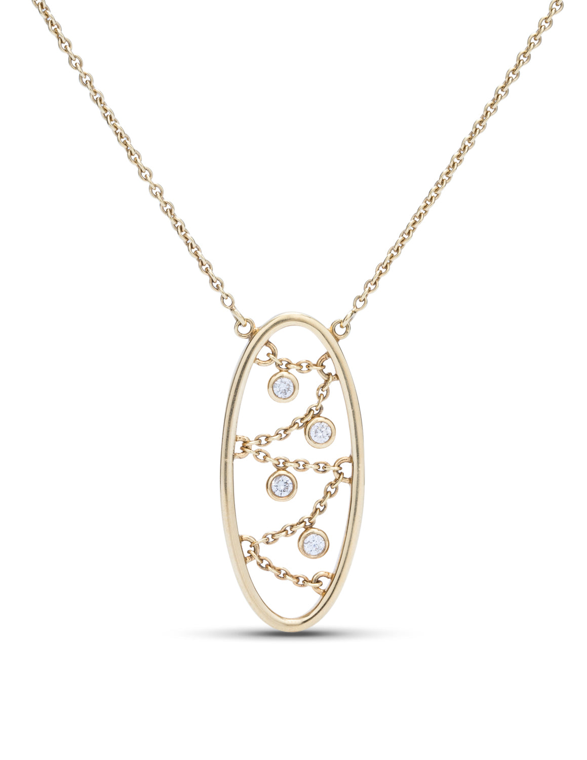 Oval Diamond Chain Pendant - Charles Koll Jewellers