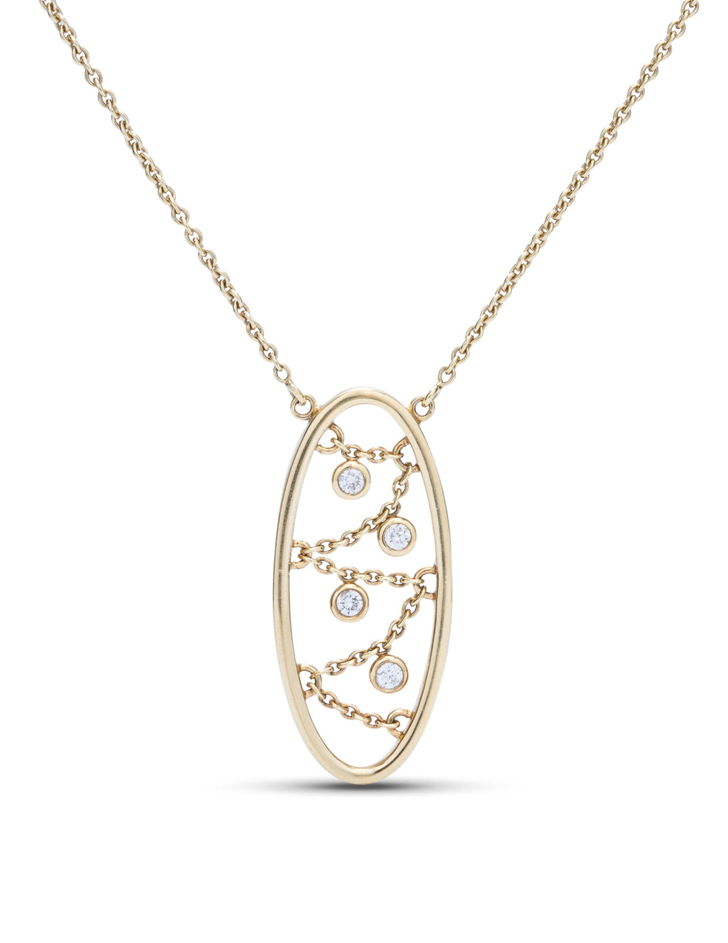 Oval Diamond Chain Pendant - Charles Koll Jewellers