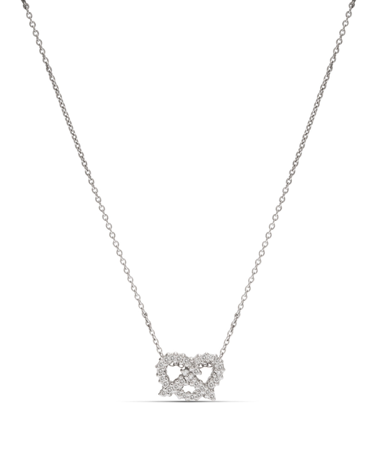 18k White Gold Diamond Pretzel Pendant - Charles Koll Jewellers