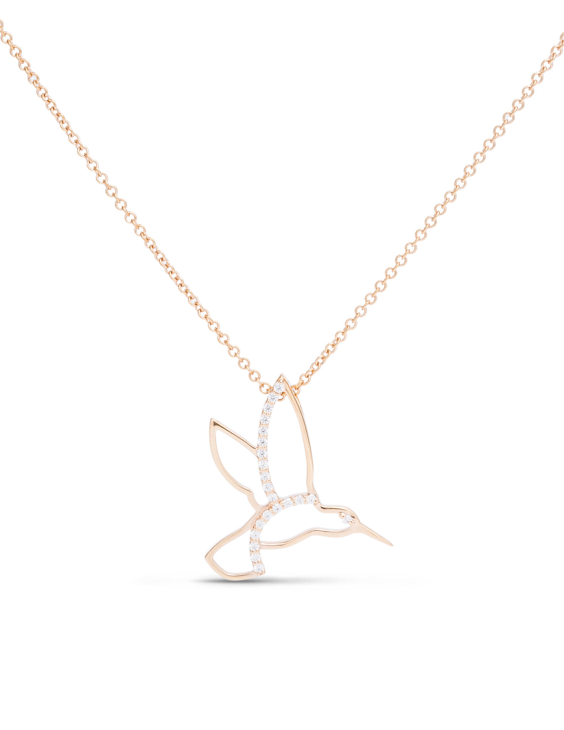 Diamond and Rose Gold Hummingbird Pendant - Charles Koll Jewellers