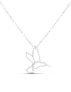 White Gold and Diamond Hummingbird Pendant - Charles Koll Jewellers