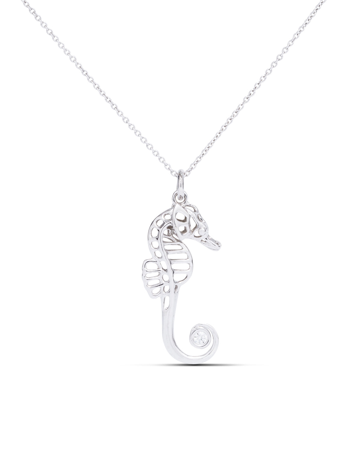 White Gold Seahorse Pendant - Charles Koll Jewellers