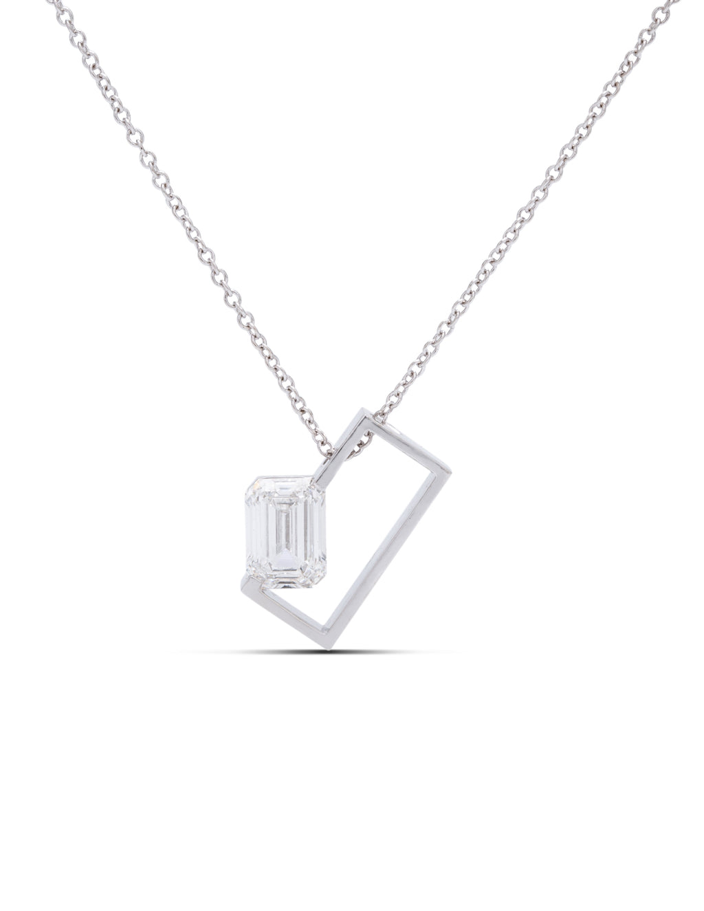 Emerald Diamond Rectangle Pendant - Charles Koll Jewellers