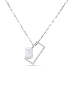 Emerald Diamond Rectangle Pendant - Charles Koll Jewellers