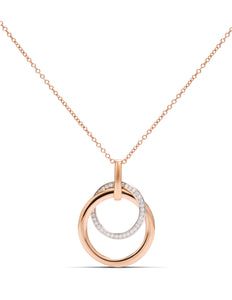 Rose Gold and Diamond Double Circle Pendant - Charles Koll Jewellers