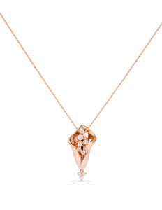 Rose Gold Diamond Petal Pendant - Charles Koll Jewellers