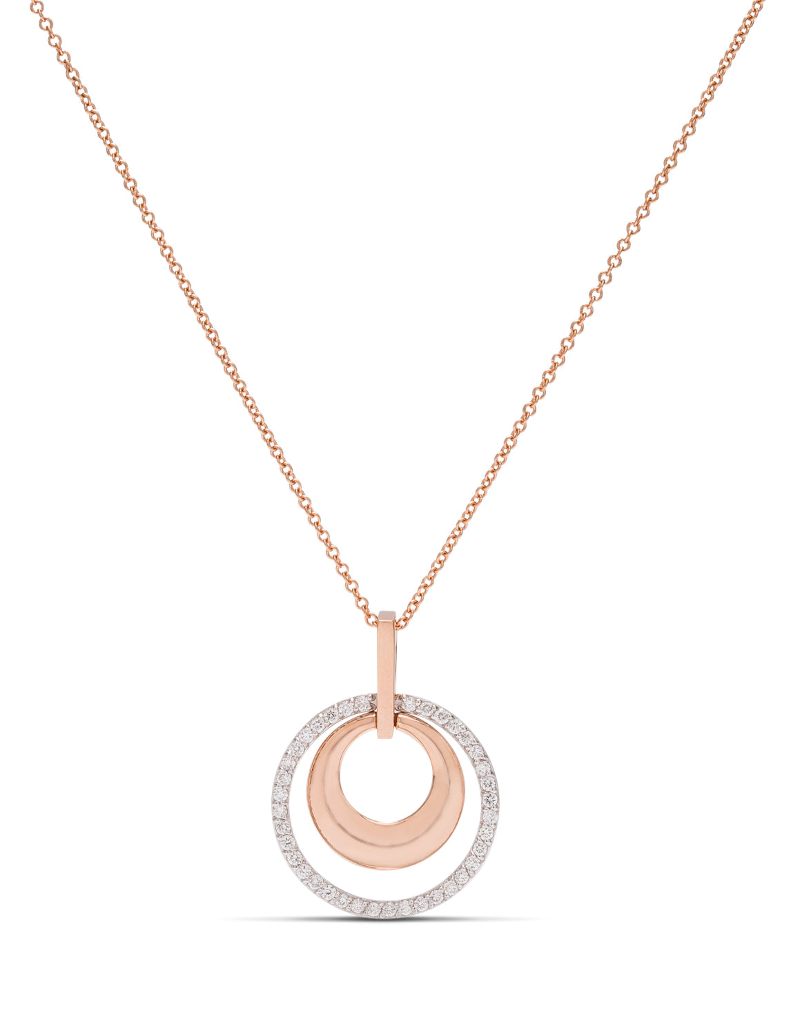 Double Circle Diamond Accent Pendant - Charles Koll Jewellers