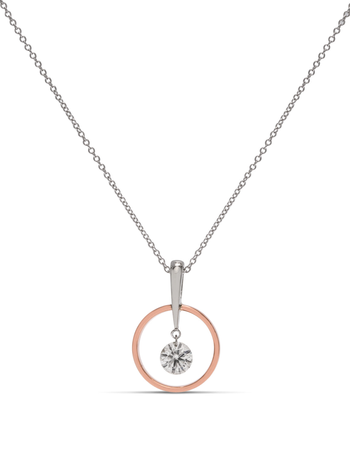 Dancing Diamond Pendant Necklace 14K White Gold