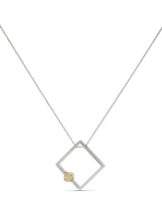 Square Silhouette Pendant with Yellow Diamond - Charles Koll Jewellers