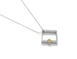 Square Silhouette Pendant with Yellow Diamond - Charles Koll Jewellers
