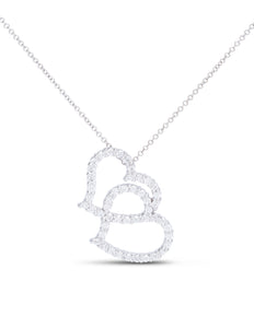 Double Diamond Heart Pendant - Charles Koll Jewellers