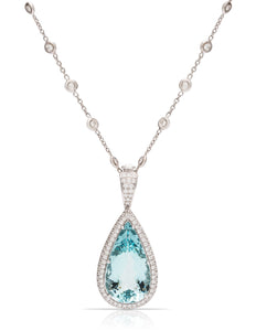 Brazilian Aquamarine And Diamond Pendant