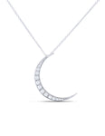 White Gold Diamond Crescent Moon Pendant - Charles Koll Jewellers