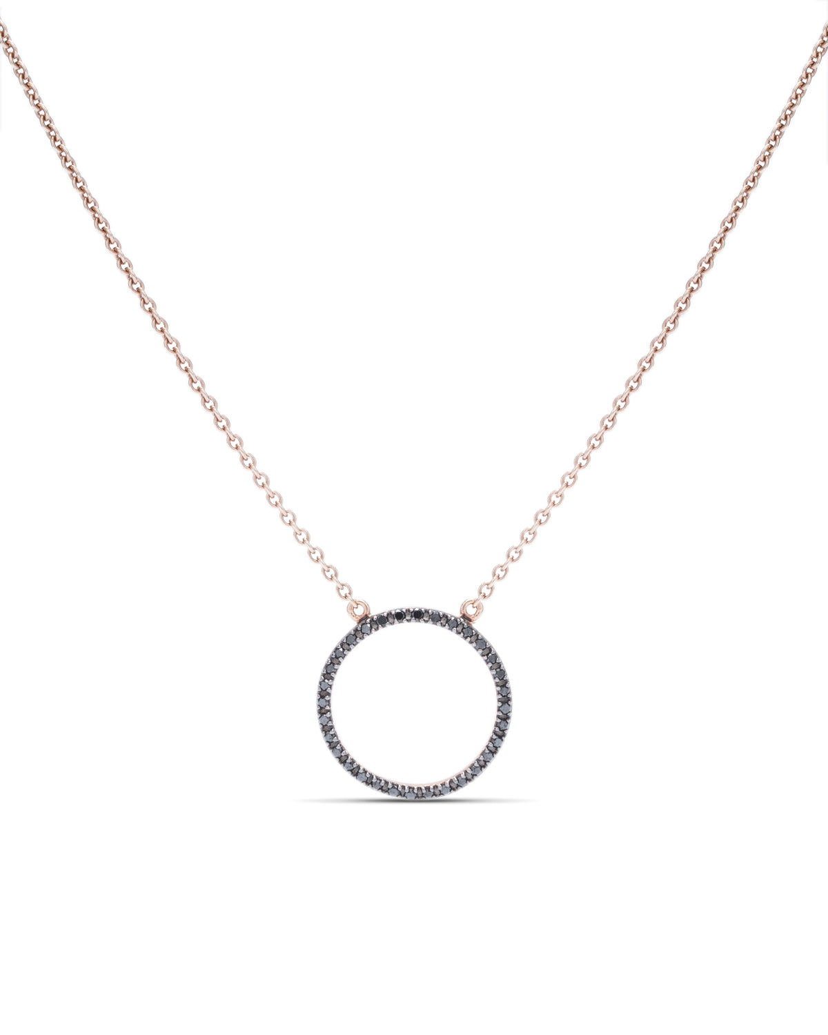 Black Diamond Circle Pendant - Charles Koll Jewellers