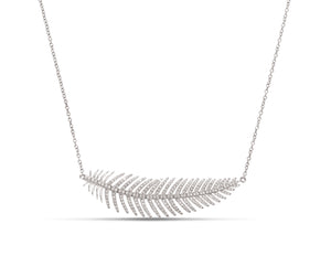 18k White Gold Diamond Feather Necklace - Charles Koll Jewellers