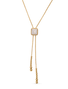 18k Yellow & White Gold Diamond Beaded Bolo Necklace - Charles Koll Jewellers