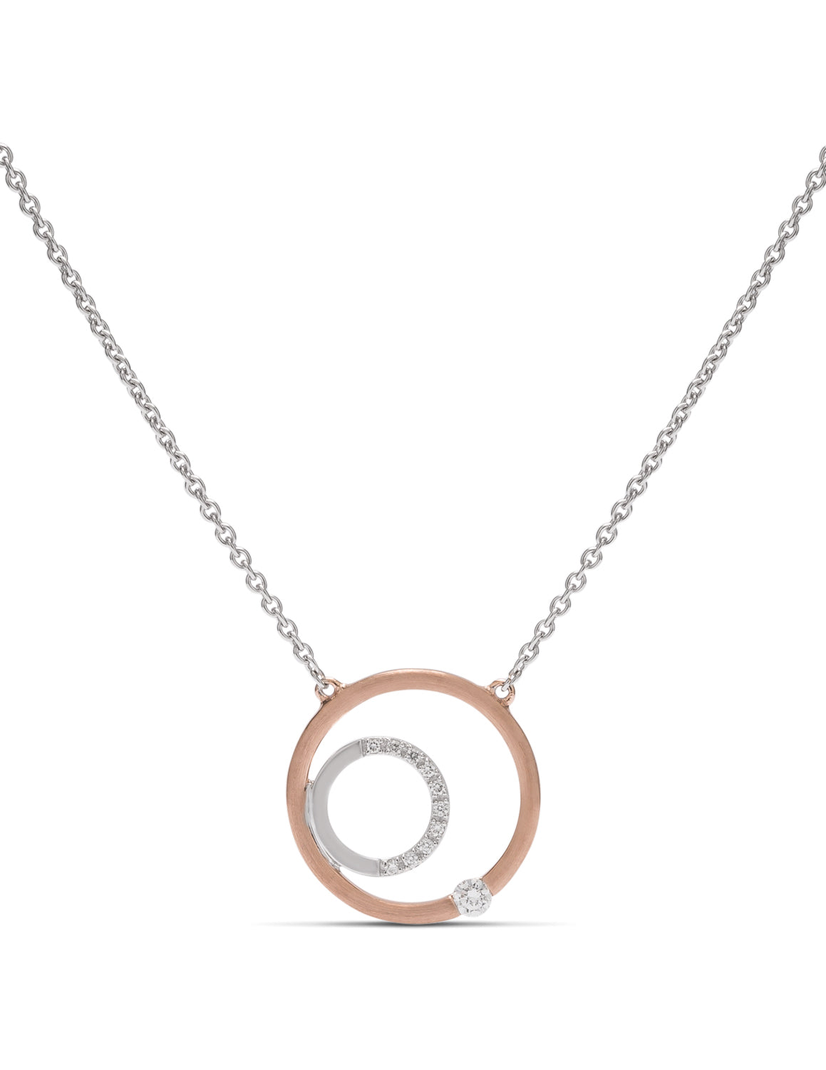 Two-Tone Double Circle Necklace - Charles Koll Jewellers