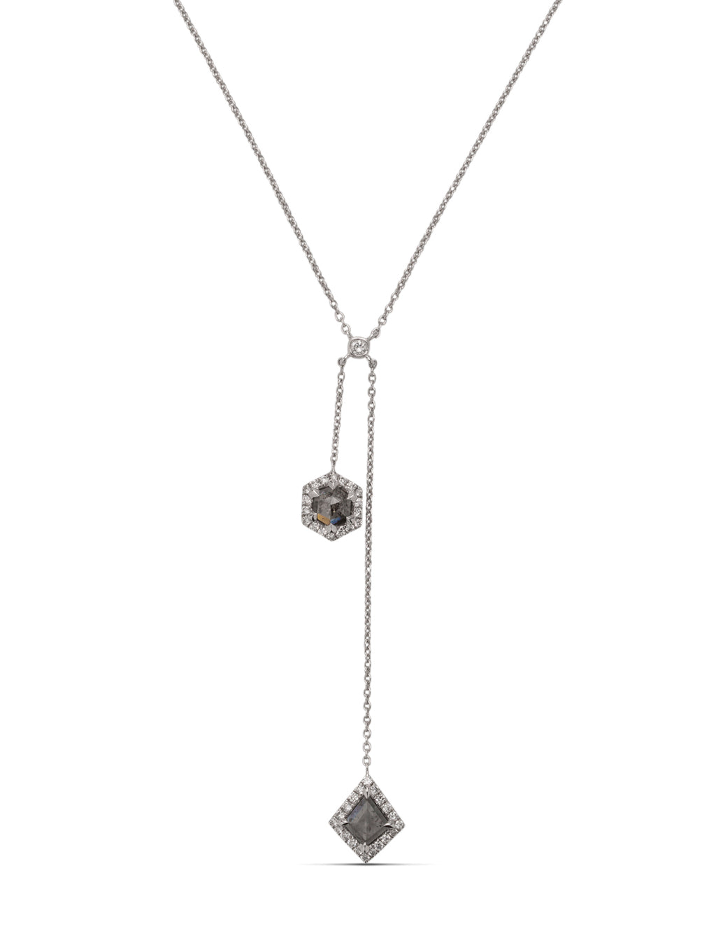 Double Rough Grey Diamond Necklace - Charles Koll Jewellers