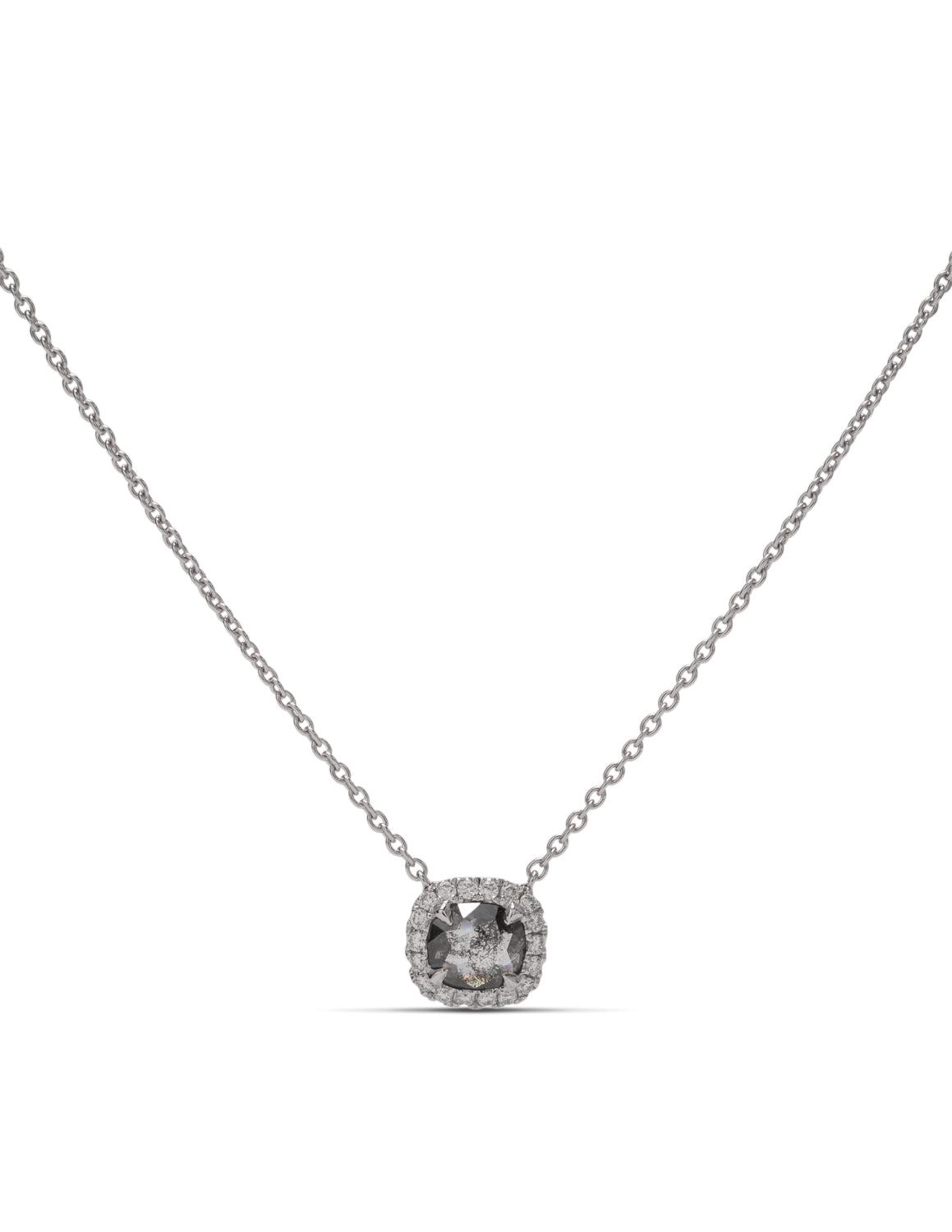 Rough Grey Cushion Shaped Diamond Necklace - Charles Koll Jewellers