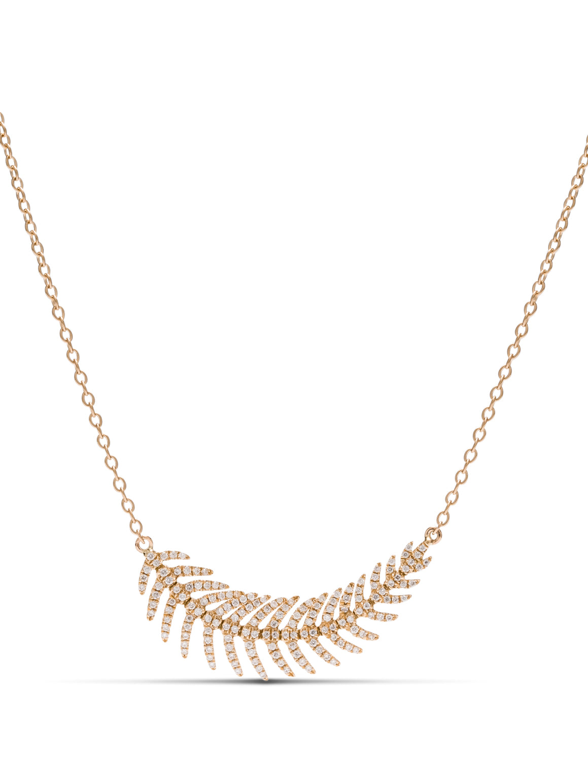 Yellow Gold Diamond Feather Necklace - Charles Koll Jewellers