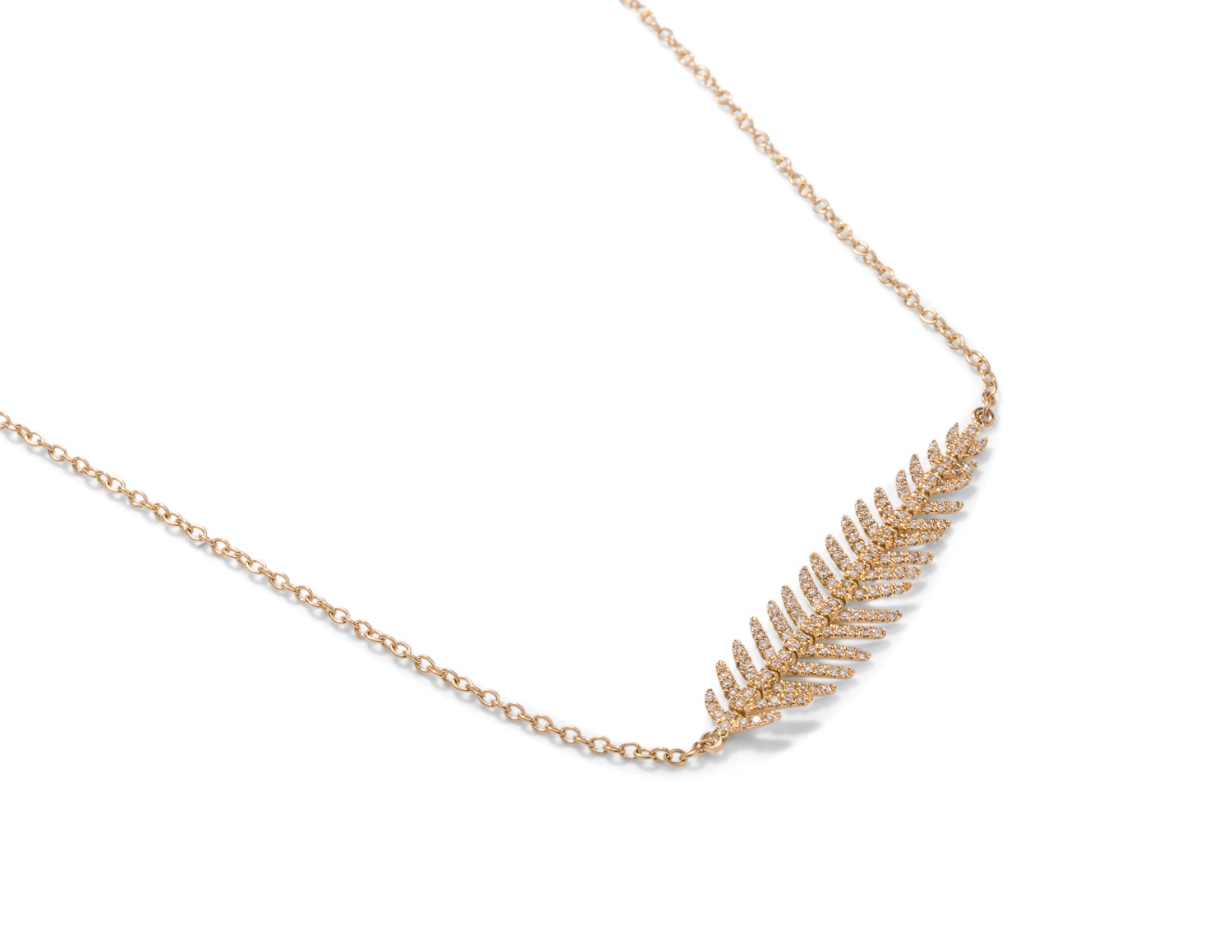 Yellow Gold Diamond Feather Necklace - Charles Koll Jewellers