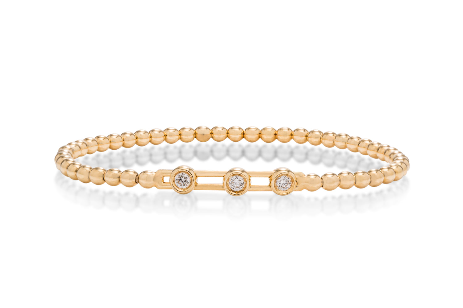18k Gold Stretch Beaded Diamond Bracelet - Charles Koll Jewellers