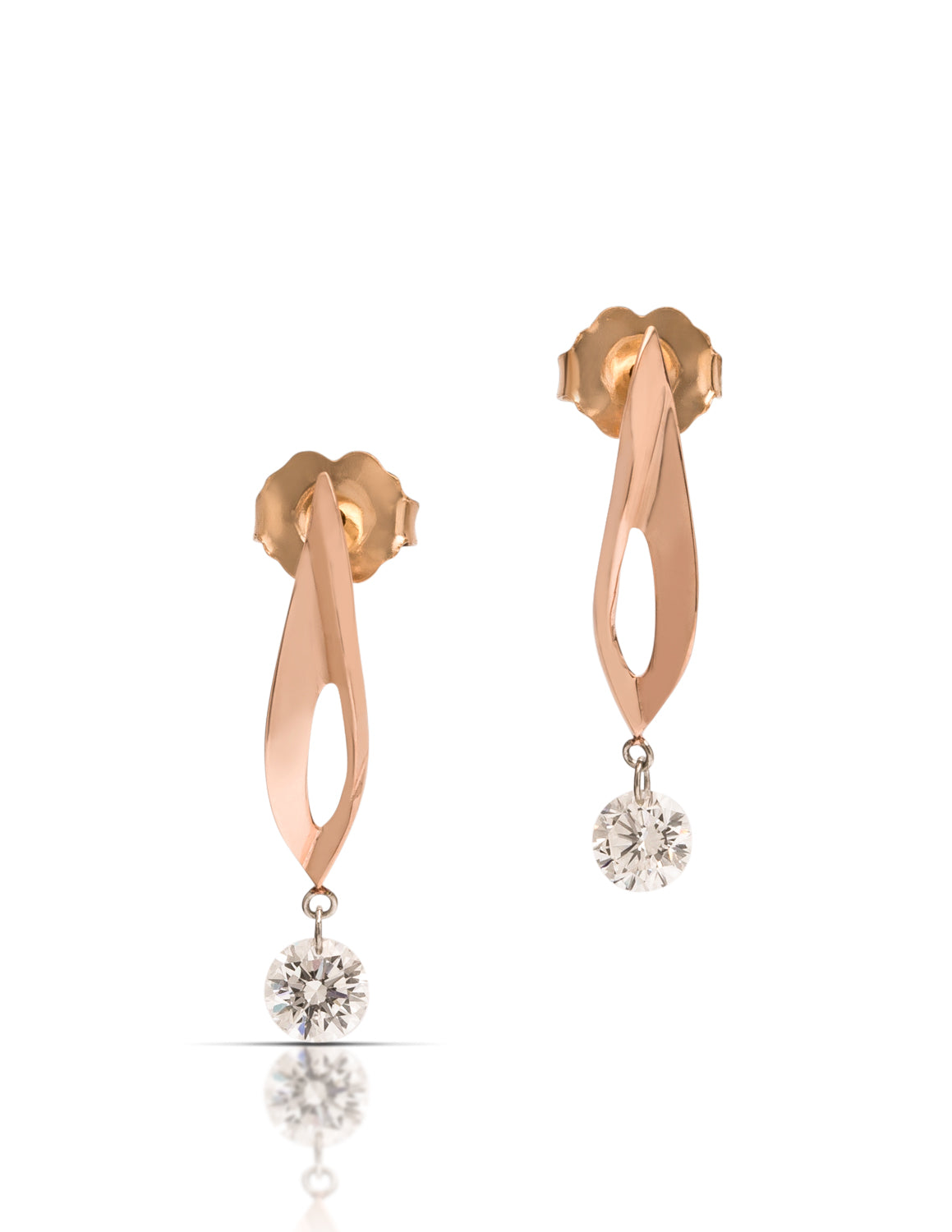 Dancing Diamond Rose Gold Earrings - Charles Koll Jewellers